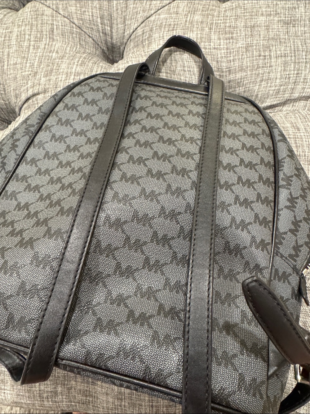 Michael Kors Bag Jet Set MK Logo Black Gray Backpack - Picture 14 of 17